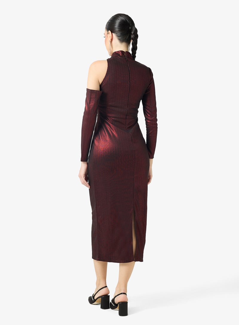 Threadz by Ajooni Asymmetrical Metallic Dress - Image 2